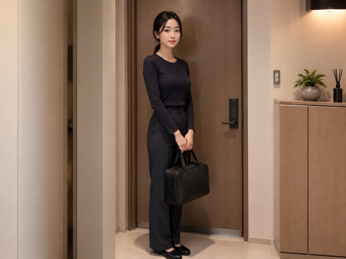 서울 건대 방문 홈케어 일정을 준비하는 젊은 성인 한국 여성 관리사